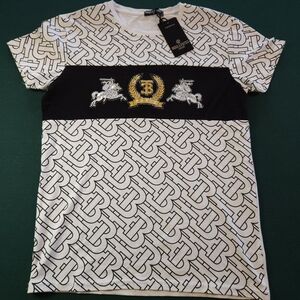 Moda & Pritex TB Paris Knight Embellished T-Shirt New With Tags White/Black Mono